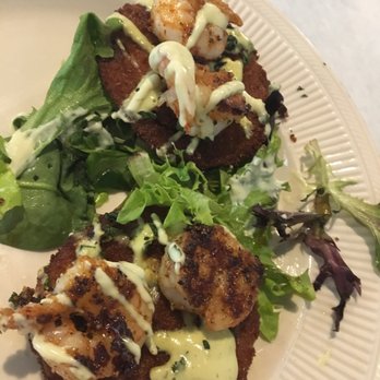 Crazy Pig Southern Kitchen - We had already eaten half, I get so excited I forget to take pics- fried green tomatoes w shrimp - fantastic - American Near Me - Mandeville, Louisiana Crazy Pig Southern Kitchen - We had already eaten half, I get so excited I forget to take pics- fried green tomatoes w shrimp - fantastic - American Near Me - Mandeville, Louisiana