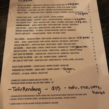 Dija Mara - Vegan menu cheat sheet - Indonesian Near Me - Oceanside, California