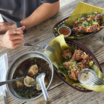 Lucky Tigre - 3 Piece Lemongrass Chicken Skewers Mochi Fried Chicken Pancit Molo - Food Trucks Near Me - Tampa, Florida Lucky Tigre - 3 Piece Lemongrass Chicken Skewers Mochi Fried Chicken Pancit Molo - Food Trucks Near Me - Tampa, Florida