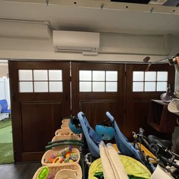 Mini split installed above the garage door to keep it cool for our kiddos who have preschool in there. Super clean and neat install.