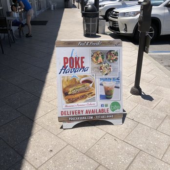Poke Havana - Sidewalk sign menu board. - Seafood Near Me - Clearwater Beach, Florida Poke Havana - Sidewalk sign menu board. - Seafood Near Me - Clearwater Beach, Florida