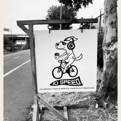 10 Speed Coffee - Streetboard sign along the LA river. #bikepath