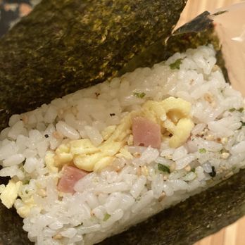 K-BOB - The inside of the spam and egg triangle kimbap. Was nicely seasoned and delicious - Korean Near Me - San Ramon, California