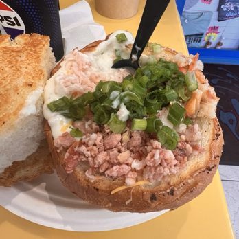 Splash Cafe - Fully loaded clam chowder bowl. Very good. I'll be back for another one - American Near Me - Pismo Beach, California