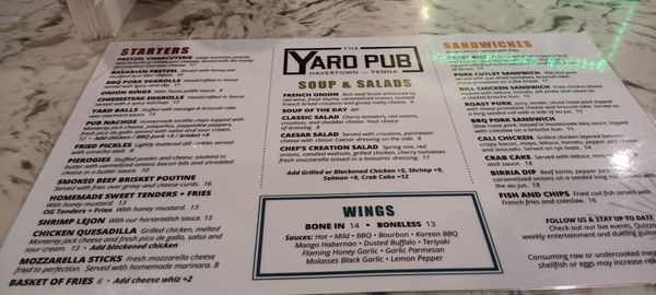 Menu photo 4 The Yard Pub Havertown, PA