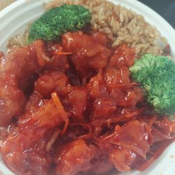Lucky Chopstix - Orange chicken lunch special with pork fried rice