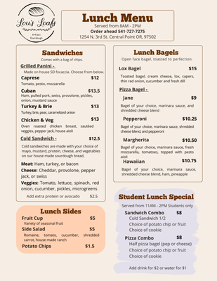 Menu photo 1 Lou’s Loafs Central Point, OR Menu photo 1 Lou’s Loafs Central Point, OR
