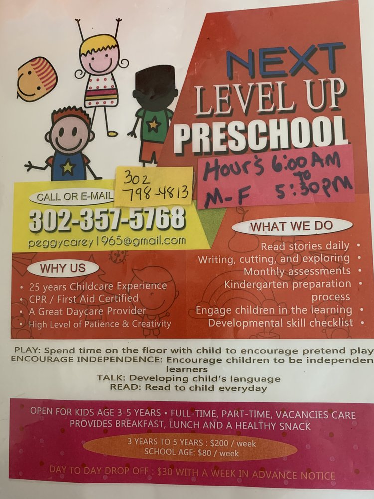 Next level up preschool - childcare center in Edgemoor, DE