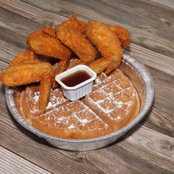 Amazing Chicken&Gyro - Waffles with chicken wings.