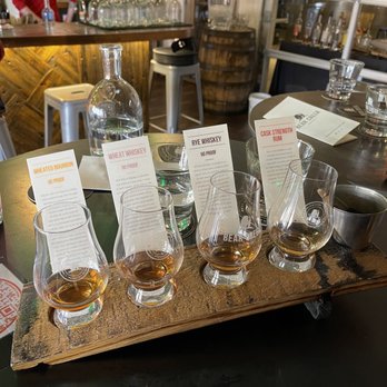 Bear Creek Distillery - Sampler flight that my husband got that was included in the tour - Bars Near Me - Denver, Colorado Bear Creek Distillery - Sampler flight that my husband got that was included in the tour - Bars Near Me - Denver, Colorado