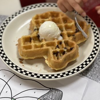Vickery Cafe - a plate of waffles with ice cream - American Near Me - Fort Worth, Texas Vickery Cafe - a plate of waffles with ice cream - American Near Me - Fort Worth, Texas
