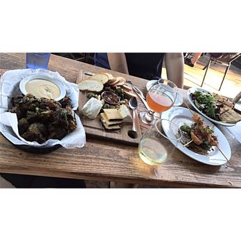 Taps - Fried Brussels sprouts, cheese board, shrimp skewers, salad, & libations (my favorite old school word)=successful girls night - New American Near Me - Petaluma, California Taps - Fried Brussels sprouts, cheese board, shrimp skewers, salad, & libations (my favorite old school word)=successful girls night - New American Near Me - Petaluma, California