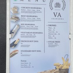 Menu for Halal VA Shawarma
