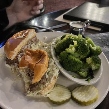 Don Hall's Factory - Buster burger with broccoli - Steakhouses Near Me - Fort Wayne, Indiana