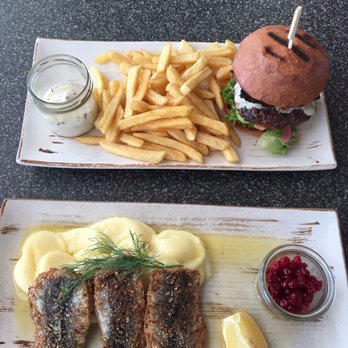 Waxholms Hotell - From downstairs restaurant, burger and fried herring - Hotels Near Me - Vaxholm, Alberta