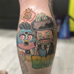 Robot Atomico Tattoo - Pulp Fiction Furby and Labubu by Daniel Bolt