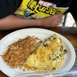 Hot Pancakes - The Austin- hashbrowns, sausage omelet
