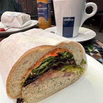 Limoncello - Tuna sandwich and cappucino. - Pizza Near Me - San Francisco, California