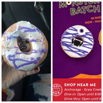 Krispy Kreme - The donut we got vs what was pictured - Donuts Near Me - Anchorage, Alaska