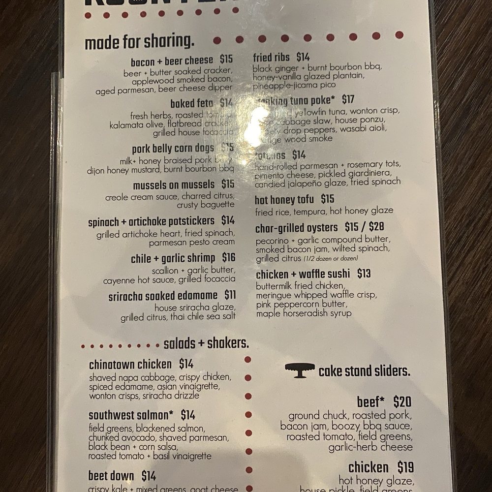 Kounter - Dining menu front April 2026 - New American Near Me - Rock Hill, South Carolina Kounter - Dining menu front April 2026 - New American Near Me - Rock Hill, South Carolina