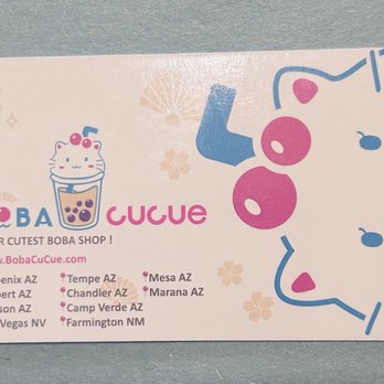 Boba Cucue - Business card with locations - Bubble Tea Near Me - Marana, Arizona Boba Cucue - Business card with locations - Bubble Tea Near Me - Marana, Arizona