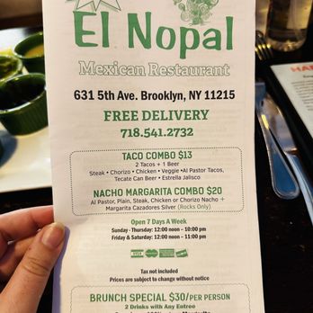 El Nopal - Takeout info - free delivery - Mexican Near Me - Brooklyn, New York