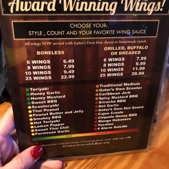 Gator's Dockside - Saint Cloud - Wing menu flavors - Sports Bars Near Me - Saint Cloud, Florida