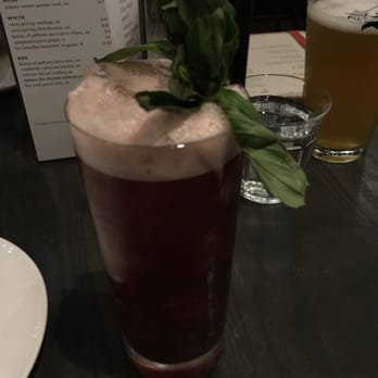 R&D Restaurant - Thai basil bourbon smash. Basil wilting and not even smashed. Bahahaha sad looking drink. Tasted okay. - Asian Fusion Near Me - Toronto, Ontario