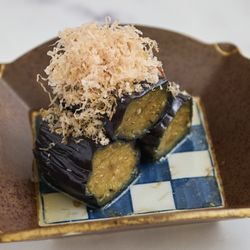 Hiyashi Nasu/ Egg Plant with bonito flakes (Yuzu kosho flavor)