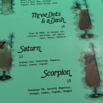 Golden Monkey Tiki Lounge - Sample page of the menu. The Saturn was fantastic. - Cocktail Bars Near Me - Las Vegas, Nevada