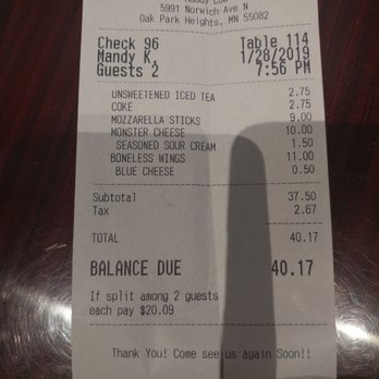 Muddy Cow - 50 cents for blue cheese?  When you just paid $11 for wings?  Really? - Bars Near Me - Oak Park Heights, Minnesota