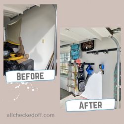 All Checked Off - Garage Track Organization - keeps everything off the ground for better access