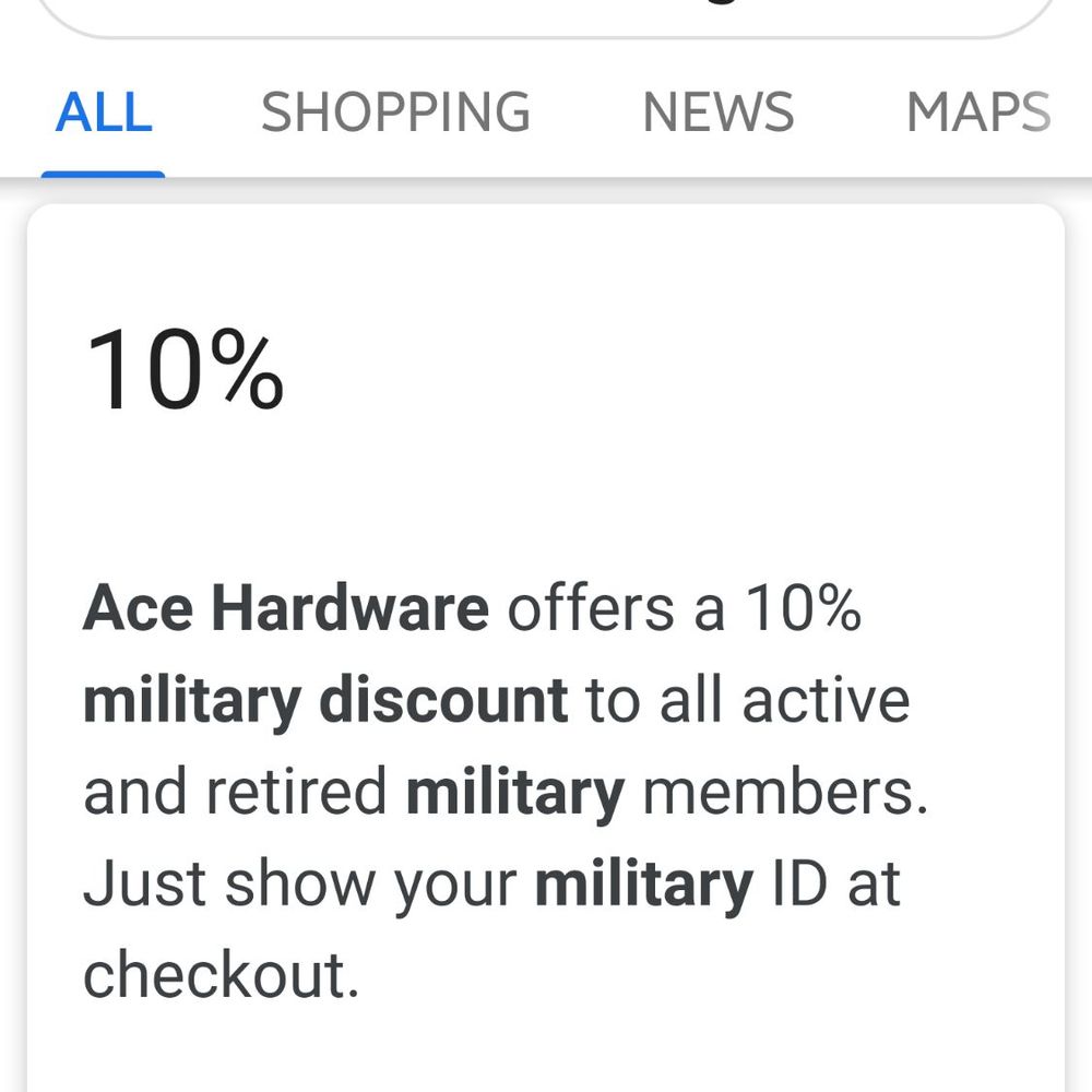 Long Beach Ace Hardware - Indicates Ace Hardware give veterans 10% discount. - Keys & Locksmiths Near Me - Long Beach, California Long Beach Ace Hardware - Indicates Ace Hardware give veterans 10% discount. - Keys & Locksmiths Near Me - Long Beach, California