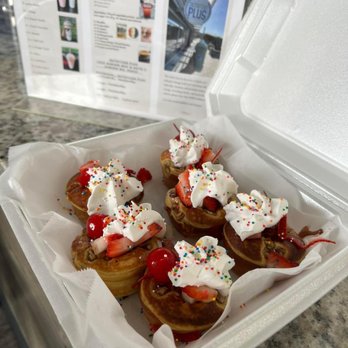 Nutrition Plus - a container of donuts with whipped cream and strawberries - Juice Bars & Smoothies Near Me - Auburn, Washington Nutrition Plus - a container of donuts with whipped cream and strawberries - Juice Bars & Smoothies Near Me - Auburn, Washington