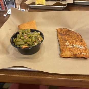 Mission BBQ - Salmon with green beans & cornbread - Barbeque Near Me - Fort Lauderdale, Florida