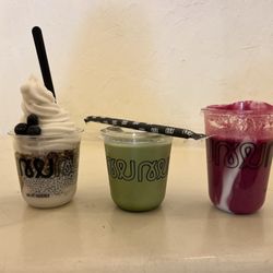 NUDES - Coco soft serve (left), Matcha latte (middle), Femme Fatale (right)