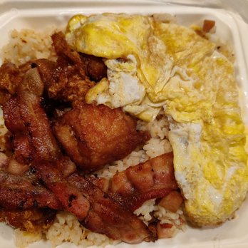 K & K Kitchen - 6: Garlic Chicken with two bacon, two eggs, and fried rice - Chinese Near Me - Honolulu, Hawaii