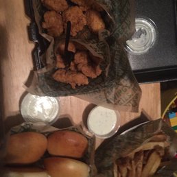 half lemon pepper. half plain. boneless. ranch. fries and rolls. 10pc