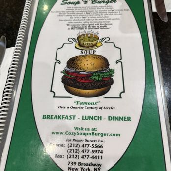 Cozy Soup 'n' Burger - Menu - Diners Near Me - New York, New York Cozy Soup 'n' Burger - Menu - Diners Near Me - New York, New York