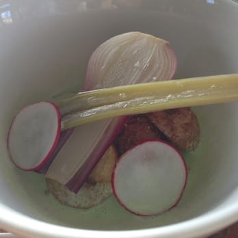 The Table - Olive oil poached spring onion, sweet peas, pewee potatoes. - New American Near Me - San Jose, California
