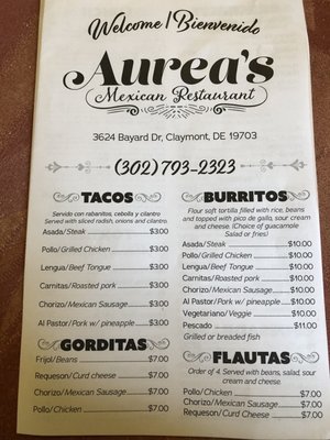 Menu photo 4 Aureas Mexican Restaurant Claymont, DE Menu photo 4 Aureas Mexican Restaurant Claymont, DE