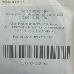 Publix - Receipt showing checkout 60 seconds later - I did not teleport