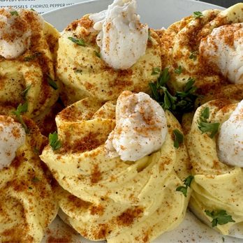 Matt's Fish Camp Lewes - Deviled eggs w crab - Seafood Near Me - Lewes, Delaware Matt's Fish Camp Lewes - Deviled eggs w crab - Seafood Near Me - Lewes, Delaware