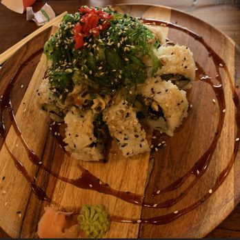 Kaizen Grand Forks - Fantasy Vegan Roll. Beautiful and yummy. Asparagus and cucumber roll with tempura mushroom and seaweed salad on top. - Ramen Near Me - Grand Forks, North Dakota Kaizen Grand Forks - Fantasy Vegan Roll. Beautiful and yummy. Asparagus and cucumber roll with tempura mushroom and seaweed salad on top. - Ramen Near Me - Grand Forks, North Dakota