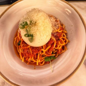 Pasta Evangelists - Spaghetti with Cherry Tomato Sauce and a Burrata Cheese kicker - Italian Near Me - London, XGL Pasta Evangelists - Spaghetti with Cherry Tomato Sauce and a Burrata Cheese kicker - Italian Near Me - London, XGL