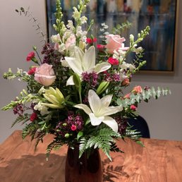 "Forever in Love" bouquet with white lilies.