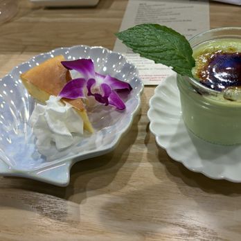 Kuidaore Handroll Bar - Dessert - yuzu cheesecake and pandan crème brûlée - Bars Near Me - Oakland, California Kuidaore Handroll Bar - Dessert - yuzu cheesecake and pandan crème brûlée - Bars Near Me - Oakland, California