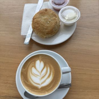 Blueprint Coffee - Biscuit with butter and house made jam and a salted caramel cappuccino - Coffee Roasteries Near Me - Saint Louis, Missouri