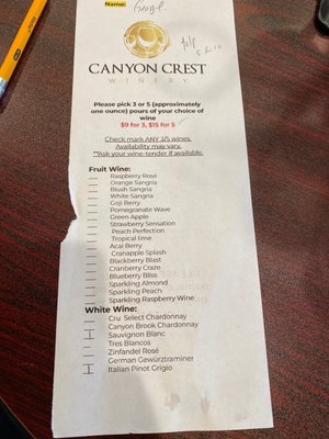 Menu photo 5 Canyon Crest Winery Riverside, CA