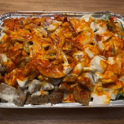 Shah's Halal Food - Combo Over Rice Platter with extra protein.